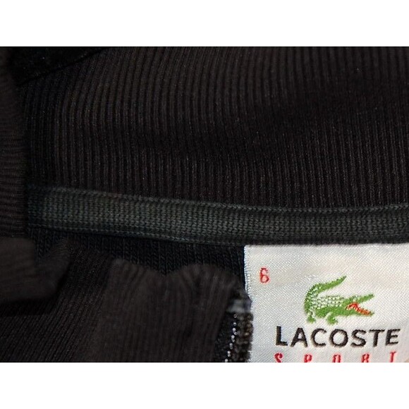Lacoste Sport Track Jacket Full Zip 3 Stripe Black Athletic Preppy Mens 6 - Picture 4 of 5